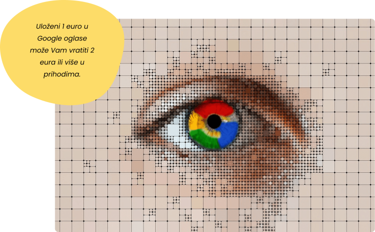 Ilustracija oka s Google bojama.